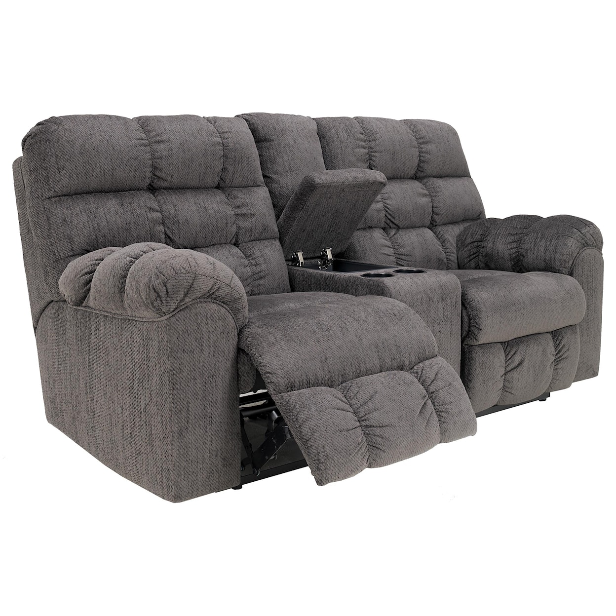Ashley Acieona - Slate Double Reclining Loveseat with Console